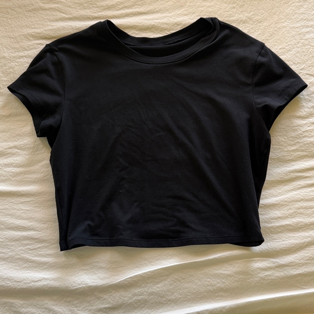 Alosoft Crop Finesse Short Sleeve Size S Black